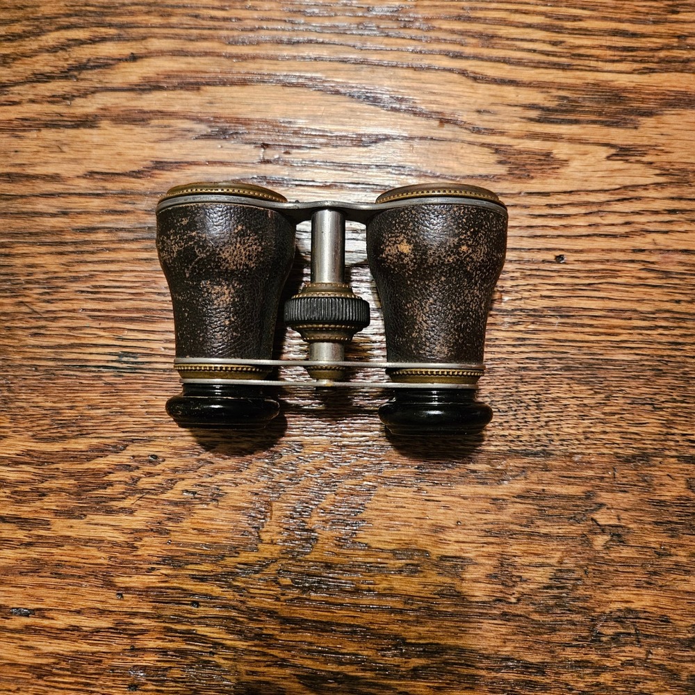 Antique Brass and Leather Opera Glasses Vintage Binoculars Field Glasses